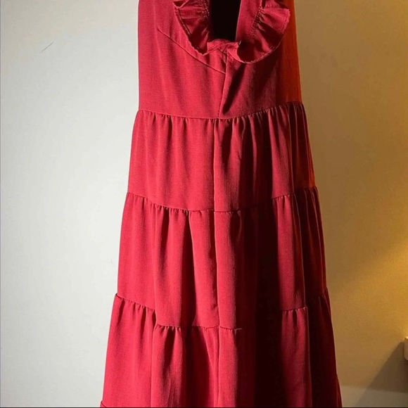 Miholl Burgundy Color A -Line Ruffle Dress Size Small - Picture 5 of 12